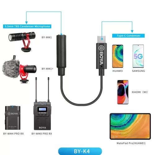 BOYA BY-K4 Microphone Audio Cable Black