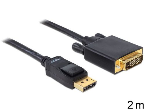 DeLock Displayport 1.2 male > DVI-I (24+1 Dual Link) male passive cable 2m Black