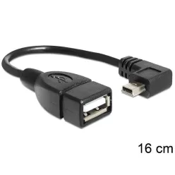   DeLock Cable Mini USB male angled > USB 2.0-A female OTG 16cm Black