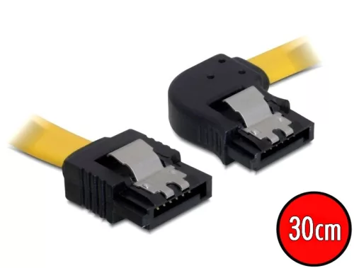 DeLock SATA right/straight metal yellow kábel 30cm