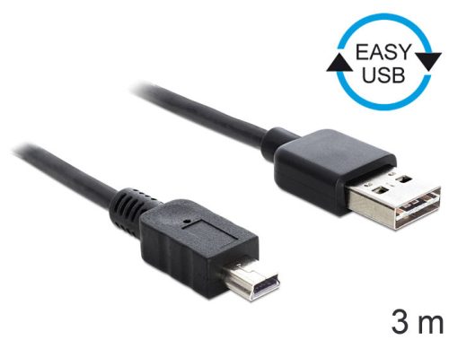 DeLock Easy-USB2.0-A male > USB 2.0 mini male 3m Black