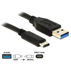 DeLock USB3.1 (Gen.2) 10Gbps A - USB Type-C kábel 1m Black