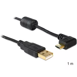   DeLock USB-A apa > USB micro-B apa kábel, 90°-ban forgatott bal/jobb 1m Black