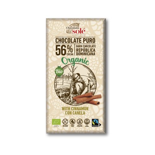 Sole bio étcsokoládé 56% fahéjjal 100 g
