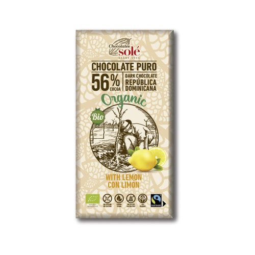 Sole bio étcsokoládé 56% citrommal 100 g