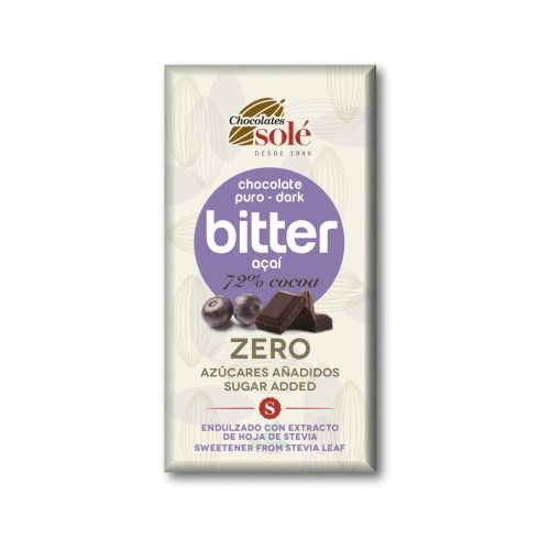 Sole bio zero étcsokoládé 72% keto acai bogyóval 100 g