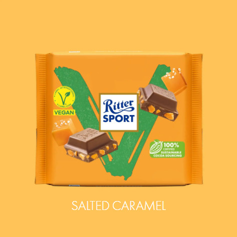 Ritter Sport vegán pörkölt sóskaramellás csokoládé 100 g