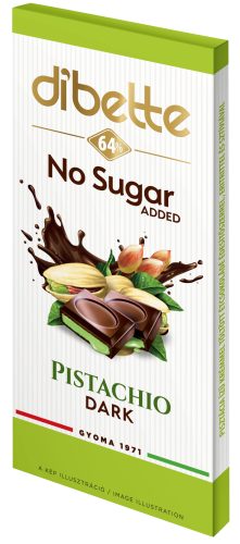 Dibette NAS pisztácia ízű krémmel töltött étcsokoládé hozzáadott cukor nélkül maltittal 52% kakaó 80g