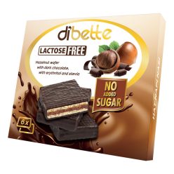   Dibette nas étcsokoládéval mártott mogyorós krémmel töltött ostyalapocskák laktózmentes édesítőszerrel 96 g