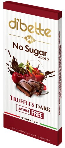 Dibette NAS alk meggy trüffel izű krém töltött étcsok hozzáadott cukor nélkül 80g laktózment, maltittal 52% kakaó