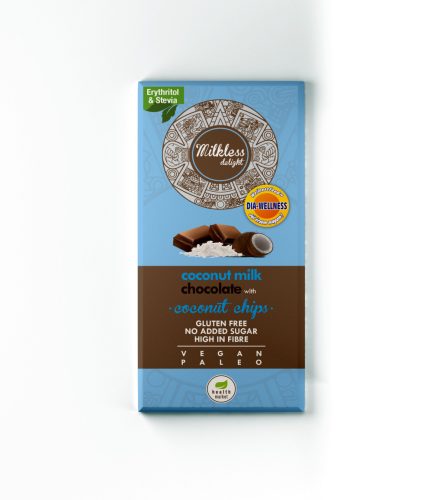 Dia-Wellness - Health Market Milkless Delight Kókusztejes csokoládé kókuszchipsszel 80g