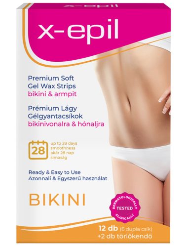 X-Epil használatrakész prémium gélgyantacsíkok bikini-hónalj 12 db