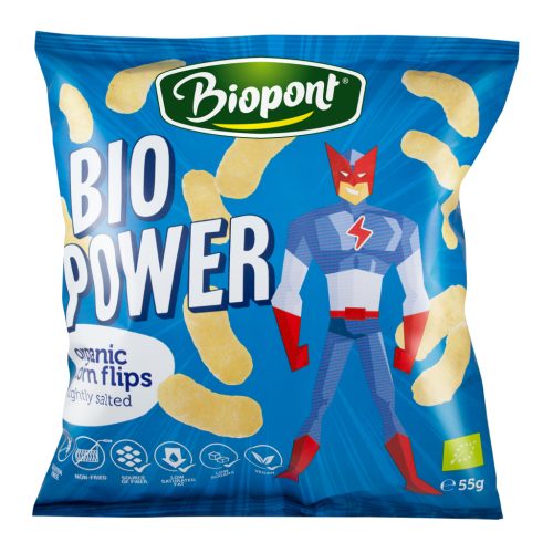 Biopont bio power extrudált bio kukorica enyhén sós gluténmentes 55 g