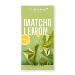   BENJAMISSIMO BIO VEGáN FEHéR CSOKOLáDé MATCHA TEA éS CITROM HOZZáADOTT CUKOR NéLKüL éDESíTőSZERREL 60 G