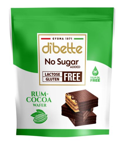 Dibette nas laktóz-, pálma-, gluténmentes rumízű kakaós krémmel töltött ostyakockák, hcn, édesítőszerekkel 100 g