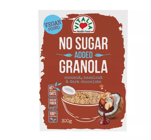Vitalia granola hozzáadott cukor nélkül étcsokis kókuszos mogyorós 300 g