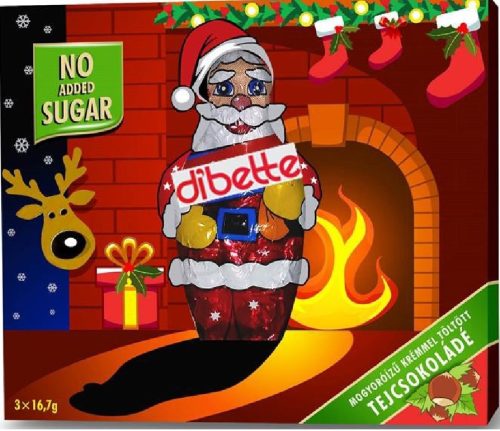 Dibette nas mogyoró ízű krémmel töltött tejcsokoládé mikulás figura hozzáadott cukor nélkül eritrittel 50 g