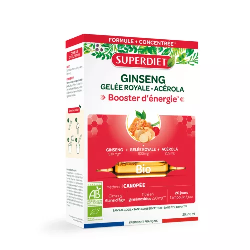 Superdiet méhpempő+ginzeng+acerola energy booster ampulla 20x10ml 200 ml