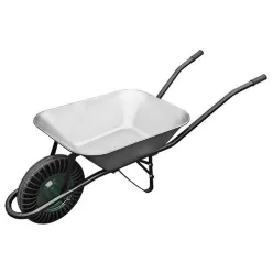   Talicska, Strend Pro Garden Cargo60, ezüst, 60 l, defektmentes tömör Bantam kerék, horganyzott acél puttony, 100 kg teherbírás, PVC markolat, szétszerelve