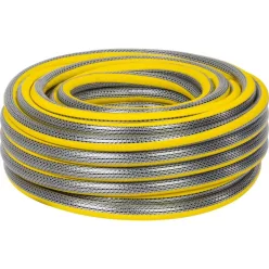   Kerti locsolótömlő, Strend Pro Garden Anti-torsion Plus, sárga/szürke, 1/2", 10 m, 30 bar, többrétegű PVC, UV-álló, csavarodásmentes