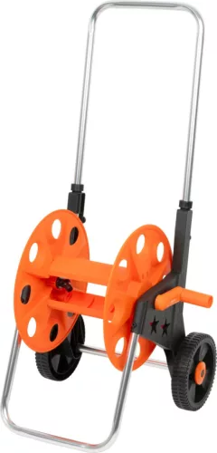 Kerti tömlőkocsi, Strend Pro Garden BJ5233A, narancssárga/fekete, maximum 50 m 1/2" kerti tömlőhöz, acél és műanyag, kézi hajtókar, kerekes, tömlő nélkül
