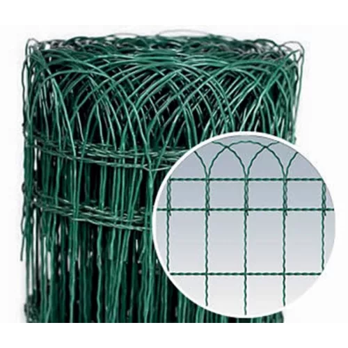 PVC bevonatos kerítésháló, Strend Pro Garden Gardenet, zöld, 65 cm x 25 m, szemméret: 150 x 90 mm, PVC bevonatos acélhuzal, négyszögletű, dekoratív felső kialakítás