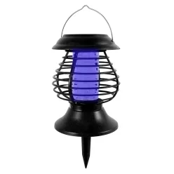   Napelemes lámpa/rovarcsapda, Strend Pro Moki 58, fekete, 13 x 31 cm, hidegfehér fény, UV LED rovarriasztó, akkumulátoros, automatikus éjszakai működés, leszúrható