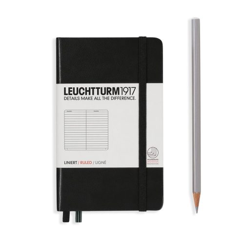 Notesz A6, vonalas pocket Leuchtturm fekete 