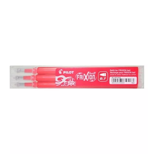 Rollertoll betét golyóméret 0,7mm, 3 db/csom Pilot Frixion Ball/Clicker, írásszín piros