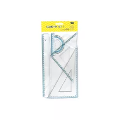   Vonalzókészlet, 30 cm egyenes vonalzó, szögmérő, 45° 16 cm és 60°, 23 cm háromszög vonalzó, 4 db/bliszter Educa