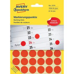   Etikett címke, o18mm, jelölésre, 24 címke/ív, 44 ív/doboz, Avery piros