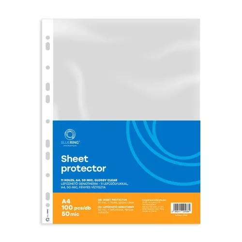 Genotherm lefűzhető, A4, 50 micron fényes víztiszta Bluering® 100 db/csomag,