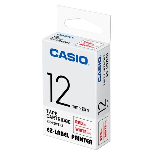 Feliratozógép szalag XR-12WER1 12mmx8m Casio piros/fehér