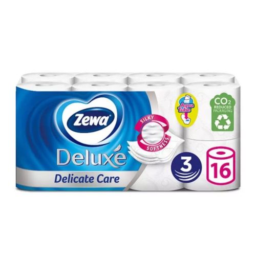 Toalettpapír 3 rétegű kistekercses 100% cellulóz 16 tekercs/csomag Delicate Care Deluxe Zewa