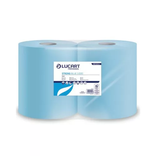 Ipari törlő 3 rétegű átmérő: 26 cm 500 lap/tekercs cellulóz kék 2 tekercs/karton Strong Blue 3.500 Lucart_851323J