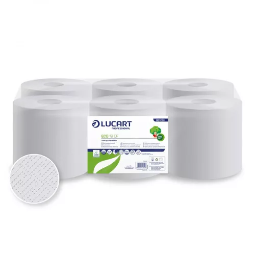 Kéztörlő 2 rétegű tekercses átmérő: 19 cm fehér 6 tekercs/karton Eco 19CF Lucart_861081