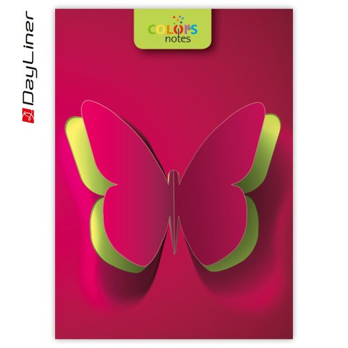 Notesz Colors A5 vonalas fehér lapokkal Butterfly Dayliner