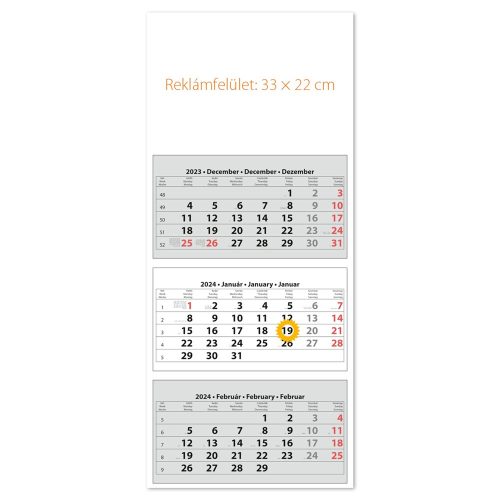 Speditőr naptár4 tömb 3 hónap TRN 350 × 755 mm üres fejrész Dayliner 2024.