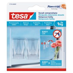   Akasztó öntapadós műanyag, 1 kg teherbírású 2 darab/bliszter Tesa Powerstrips átlátszó