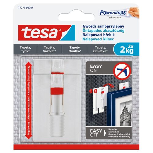 Akasztószög öntapadó állítható, érzékeny felületekhez 2 kg teherbírású 2 darab/bliszter Tesa Powerstrips