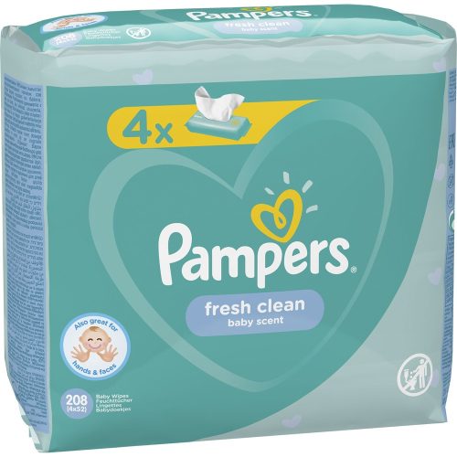 Nedves törlőkendő 4 x 52 lap/doboz Pampers Fresh Clean