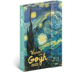   Határidőnapló mágnessel záródó, krémszínű lapokkal Vincent van Gogh 110×160 mm, Realsystem 2025.