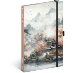   Keménytáblás notesz vonalas krémszínű lapokkal leszorító gumiszalaggal Japan 130x210mm, Presco