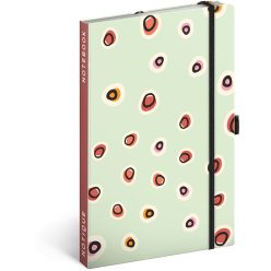   Keménytáblás notesz vonalas krémszínű lapokkal leszorító gumiszalaggal Dots  130x210mm, Presco