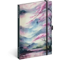   Keménytáblás notesz vonalas krémszínű lapokkal leszorító gumiszalaggal Sakura 130x210mm, Presco