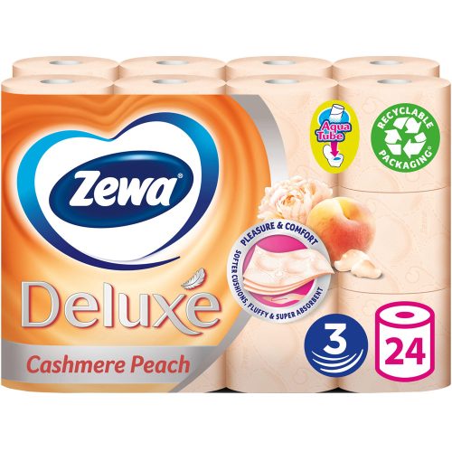 Toalettpapír 3 rétegű kistekercses 24 tekercs/csomag Zewa Deluxe Cashmere Peach