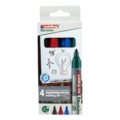   Táblamarker készlet, 1,5-3mm, kerek Edding 28 EcoLine, 4 klf. szín