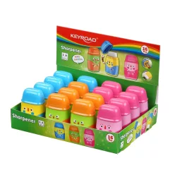   Hegyező, 2 lyukú, radírral, 16 db/display, Keyroad 2in1, vegyes színek