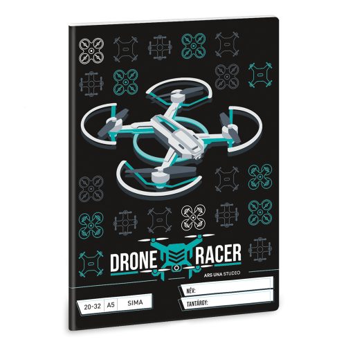 Füzet iskolai A5, 32lap, sima 20-32  Ars Una  DRONE RACER (5131) 22  10db/csomag