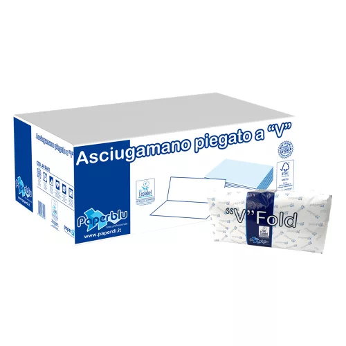 Kéztörlő 2 rétegű V hajtogatású 100 % cellulóz 210 lap/csomag 15 csomag/karton Paperdi